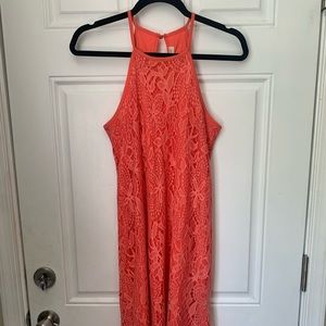 Coral Lace Racerback Dress